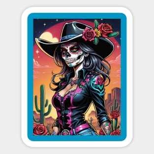 Vaquera - Dia De Los Muertos- Cowgirl Sticker